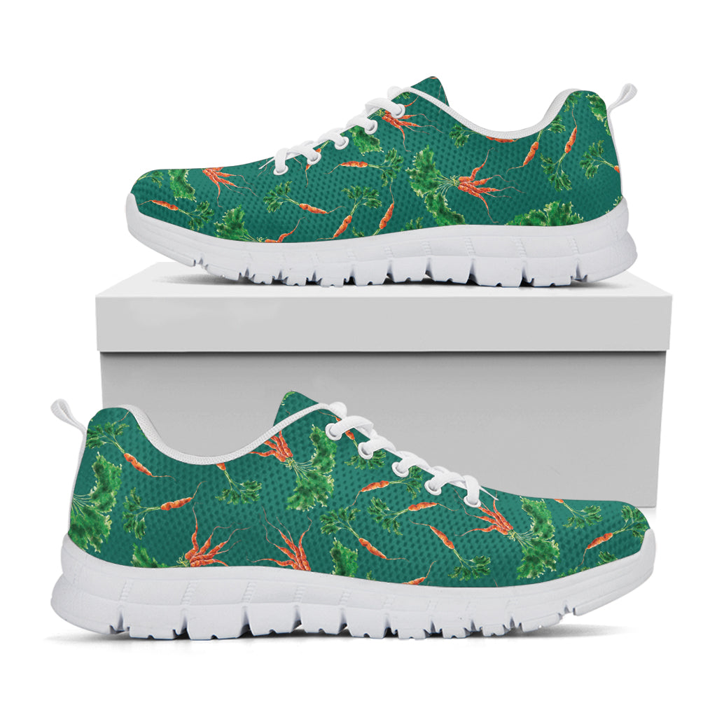 Watercolor Carrot Pattern Print White Sneakers