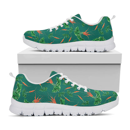 Watercolor Carrot Pattern Print White Sneakers