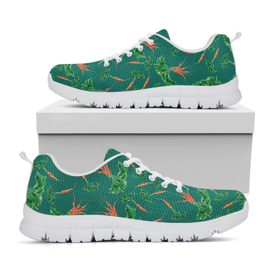 Watercolor Carrot Pattern Print White Sneakers