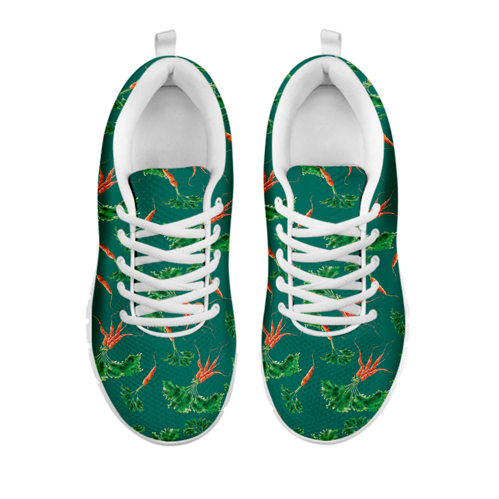 Watercolor Carrot Pattern Print White Sneakers