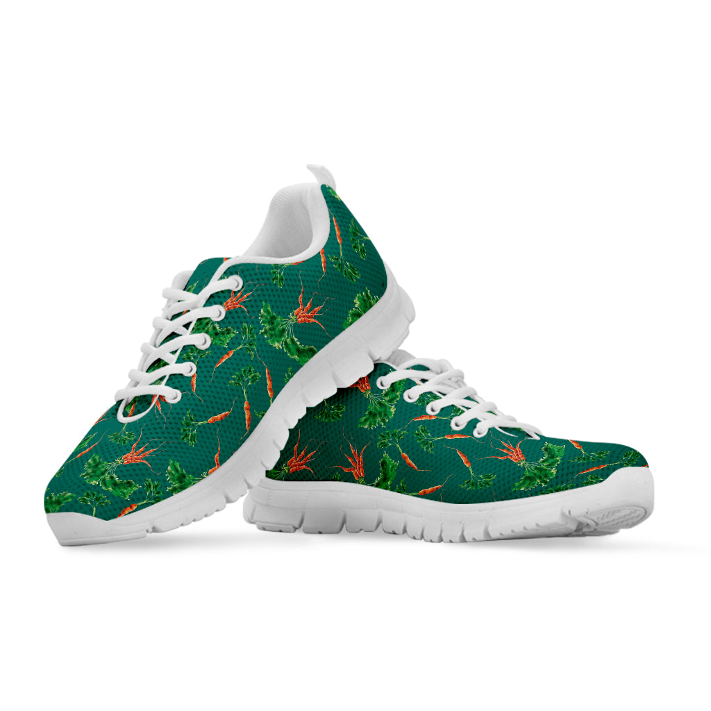 Watercolor Carrot Pattern Print White Sneakers