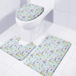 Watercolor Cartoon Cow Pattern Print 3 Piece Bath Mat Set