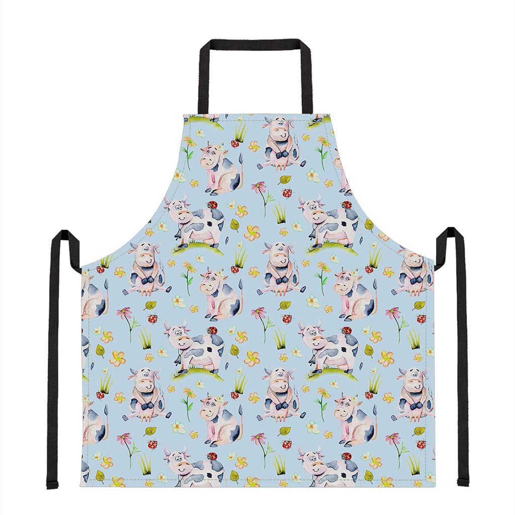 Watercolor Cartoon Cow Pattern Print Apron