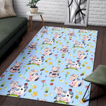 Watercolor Cartoon Cow Pattern Print Area Rug GearFrost