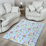 Watercolor Cartoon Cow Pattern Print Area Rug GearFrost
