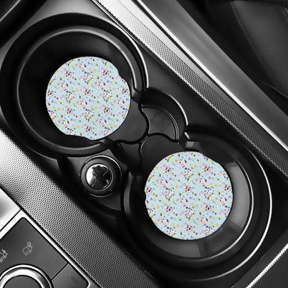 Watercolor Cartoon Cow Pattern Print Car Coasters