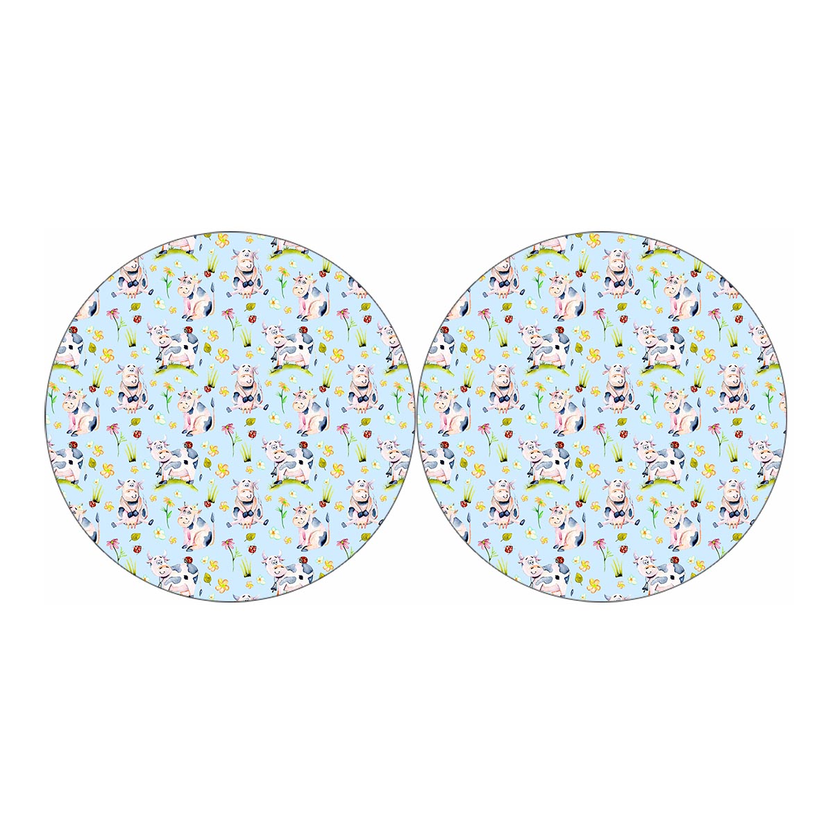 Watercolor Cartoon Cow Pattern Print Car Coasters