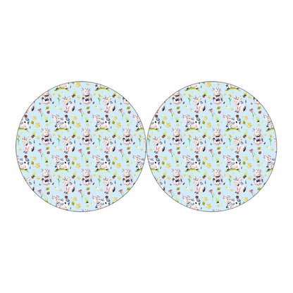 Watercolor Cartoon Cow Pattern Print Car Coasters