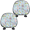 Watercolor Cartoon Cow Pattern Print Car Headrest Covers
