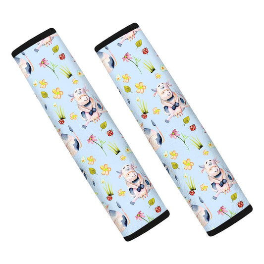 Watercolor Cartoon Cow Pattern Print Car Seat Belt Covers