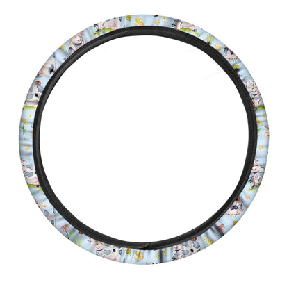 Watercolor Cartoon Cow Pattern Print Car Steering Wheel Cover