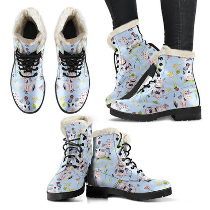 Watercolor Cartoon Cow Pattern Print Comfy Boots GearFrost