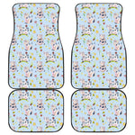 Watercolor Cartoon Cow Pattern Print Front and Back Car Floor Mats