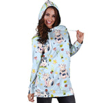Watercolor Cartoon Cow Pattern Print Hoodie Dress GearFrost