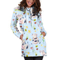 Watercolor Cartoon Cow Pattern Print Pullover Hoodie Dress