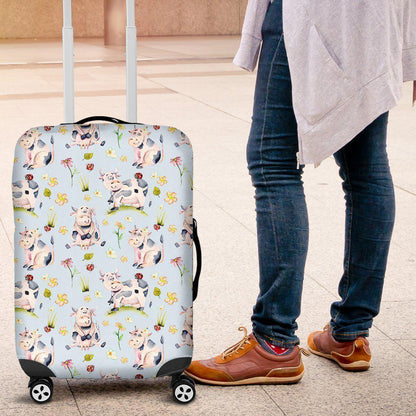 Watercolor Cartoon Cow Pattern Print Luggage Cover GearFrost
