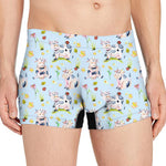 Watercolor Cartoon Cow Pattern Print Men's Boxer Briefs