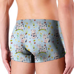 Watercolor Cartoon Cow Pattern Print Men's Boxer Briefs