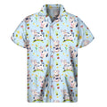 Watercolor Cartoon Cow Pattern Print Men's Short Sleeve Shirt