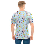 Watercolor Cartoon Cow Pattern Print Men's T-Shirt