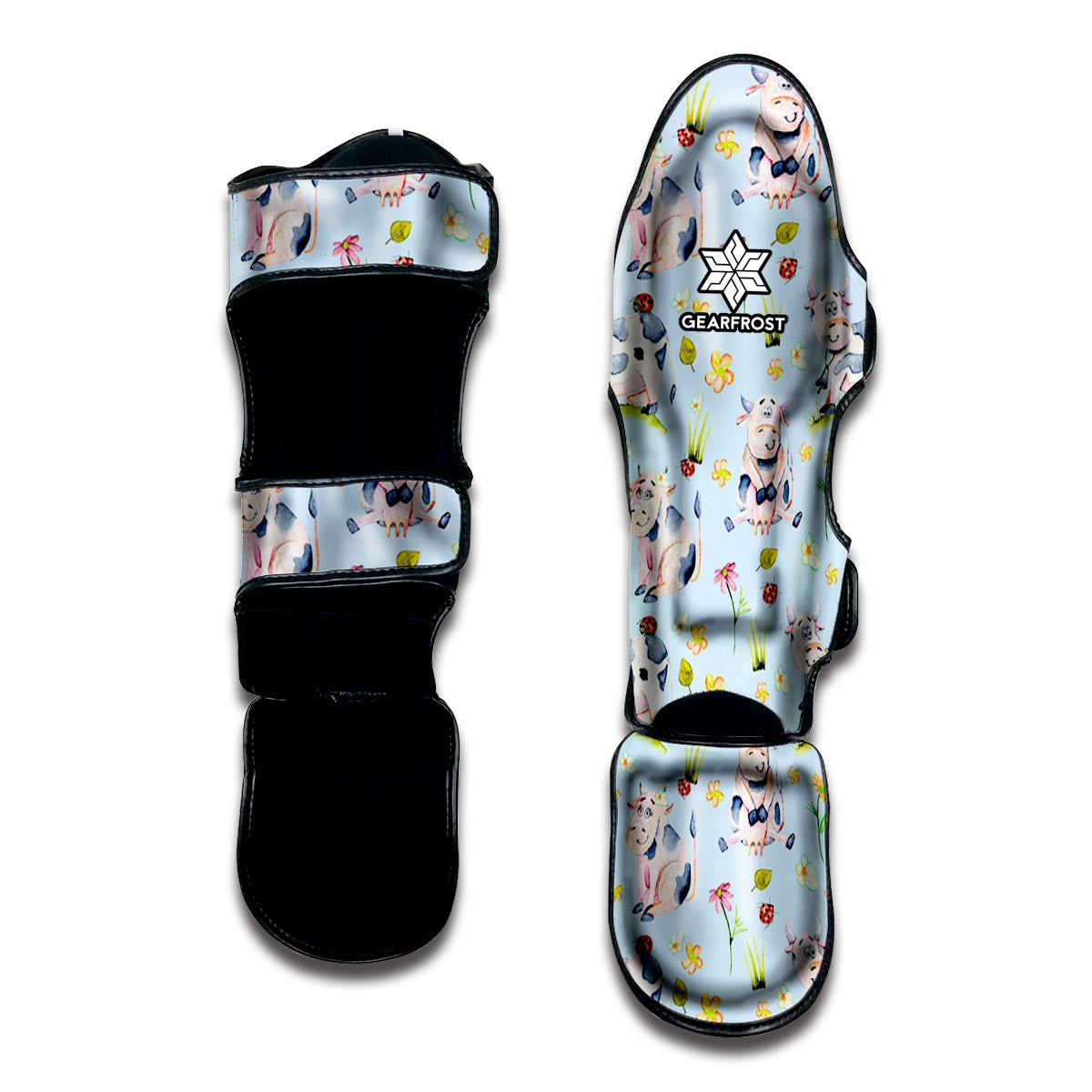 Watercolor Cartoon Cow Pattern Print Muay Thai Shin Guard