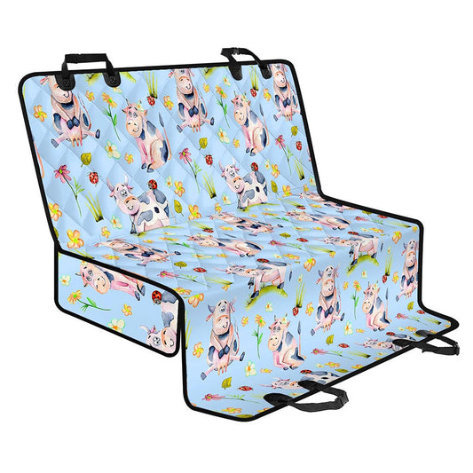 Watercolor Cartoon Cow Pattern Print Pet Car Back Seat Cover