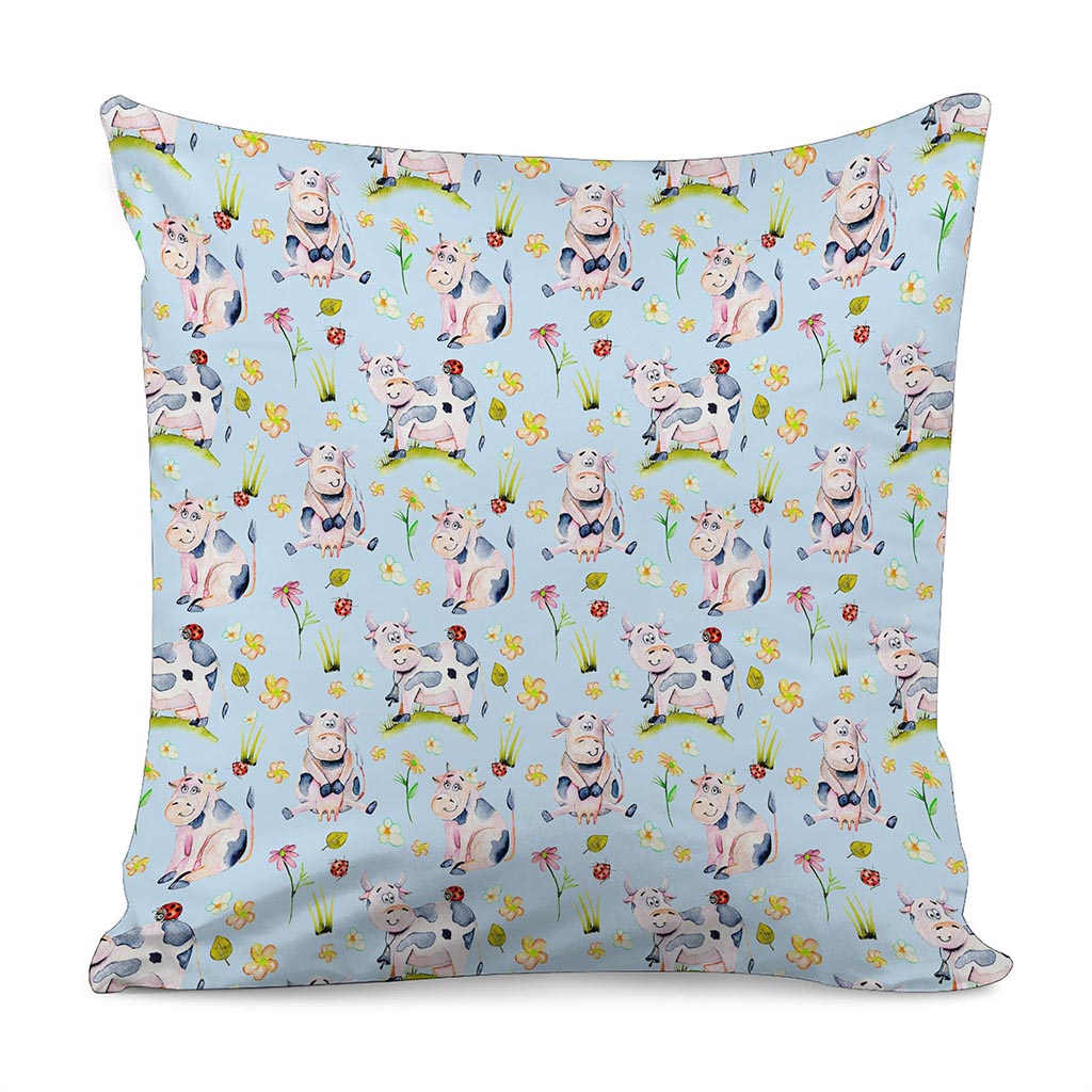 Watercolor Cartoon Cow Pattern Print Pillow Cover