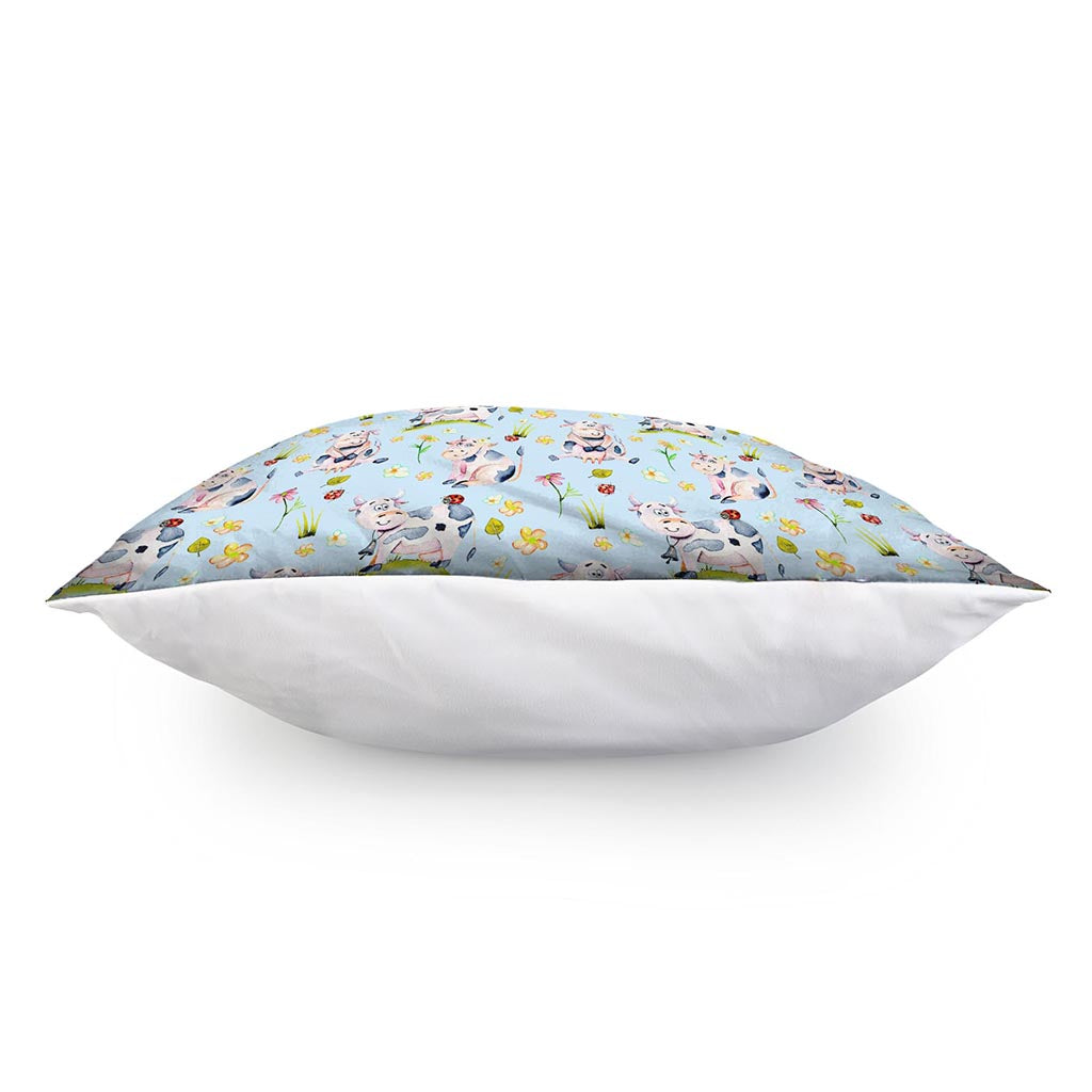 Watercolor Cartoon Cow Pattern Print Pillow Cover