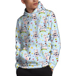 Watercolor Cartoon Cow Pattern Print Pullover Hoodie