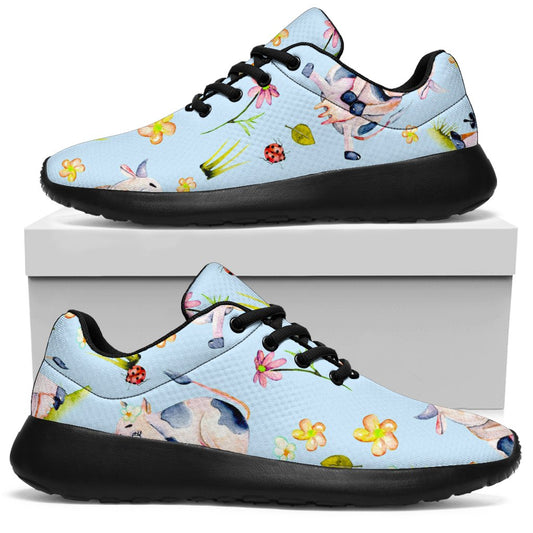 Watercolor Cartoon Cow Pattern Print Sport Shoes GearFrost