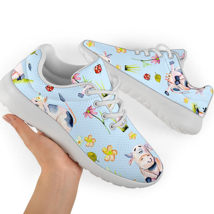 Watercolor Cartoon Cow Pattern Print Sport Shoes GearFrost