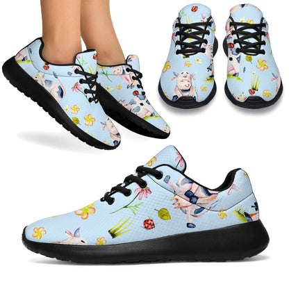 Watercolor Cartoon Cow Pattern Print Sport Shoes GearFrost