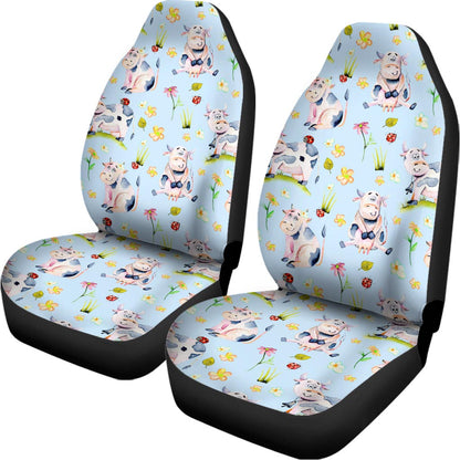 Watercolor Cartoon Cow Pattern Print Universal Fit Car Seat Covers