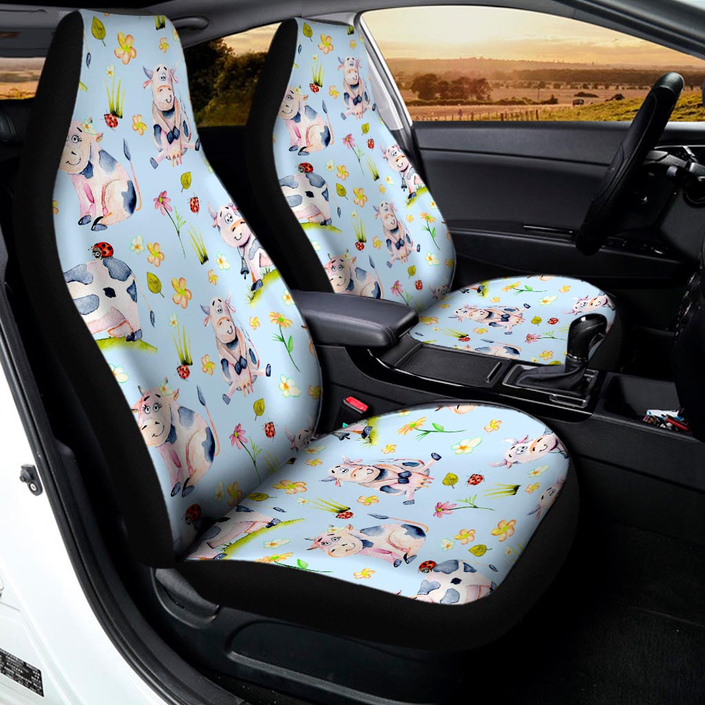 Watercolor Cartoon Cow Pattern Print Universal Fit Car Seat Covers