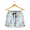 Watercolor Cartoon Cow Pattern Print Women's Shorts