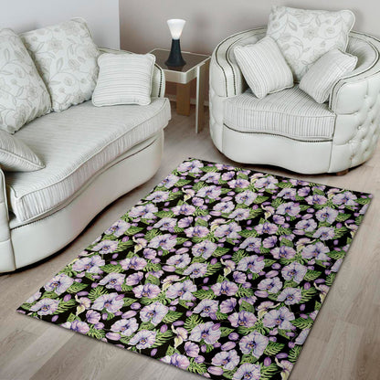 Watercolor Cattleya Pattern Print Area Rug