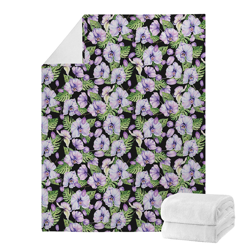 Watercolor Cattleya Pattern Print Blanket