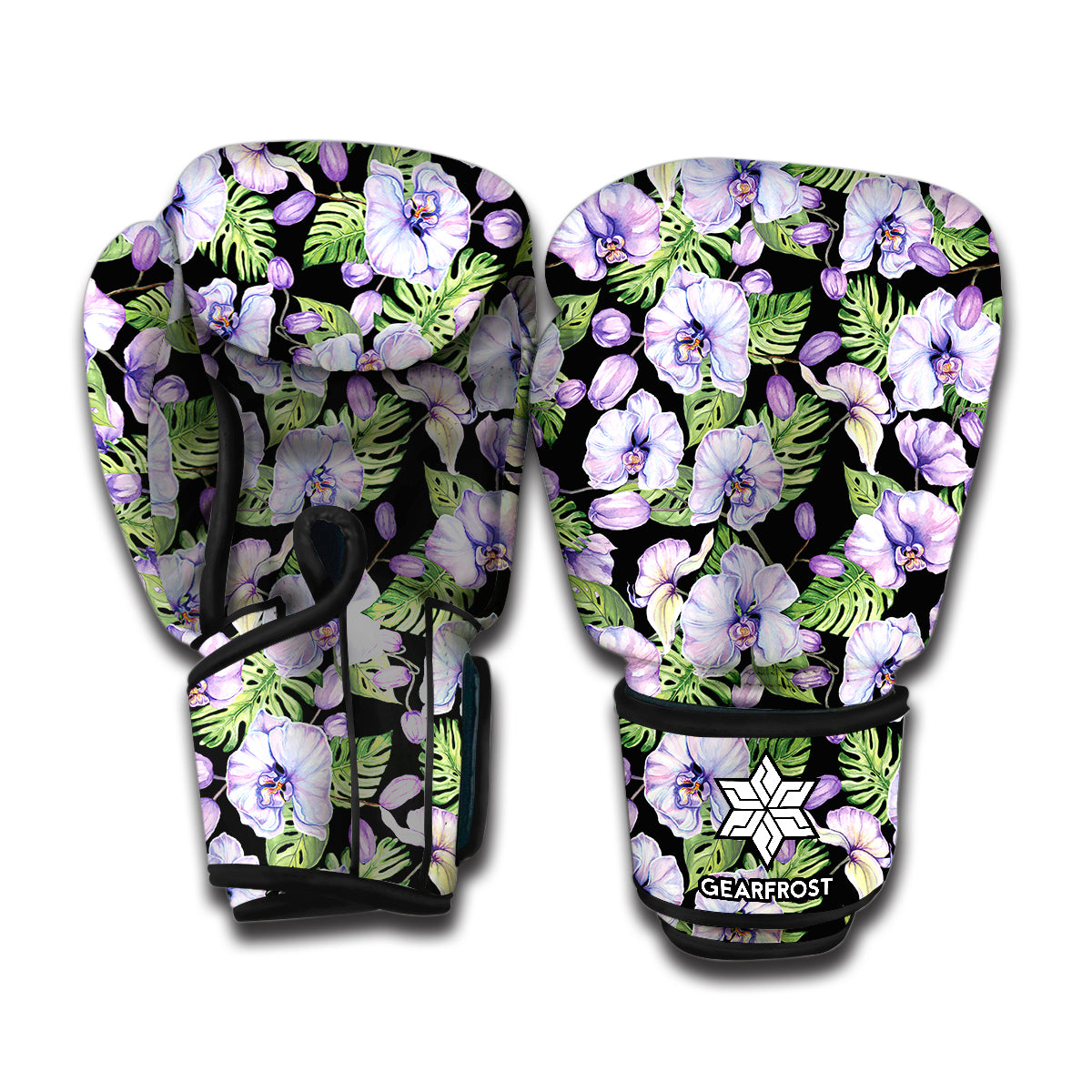 Watercolor Cattleya Pattern Print Boxing Gloves