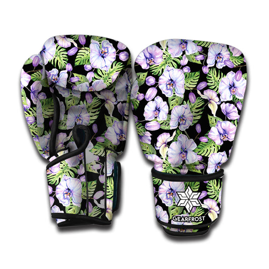 Watercolor Cattleya Pattern Print Boxing Gloves