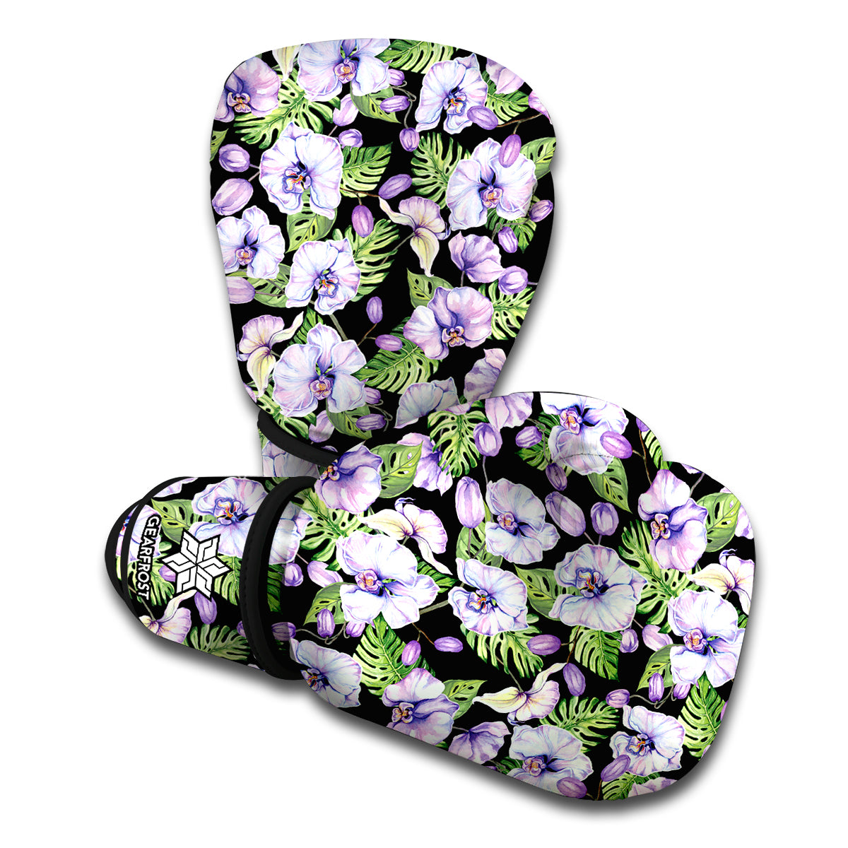 Watercolor Cattleya Pattern Print Boxing Gloves