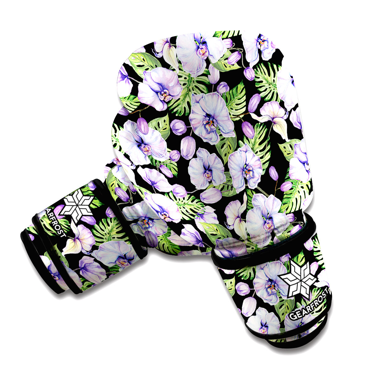 Watercolor Cattleya Pattern Print Boxing Gloves
