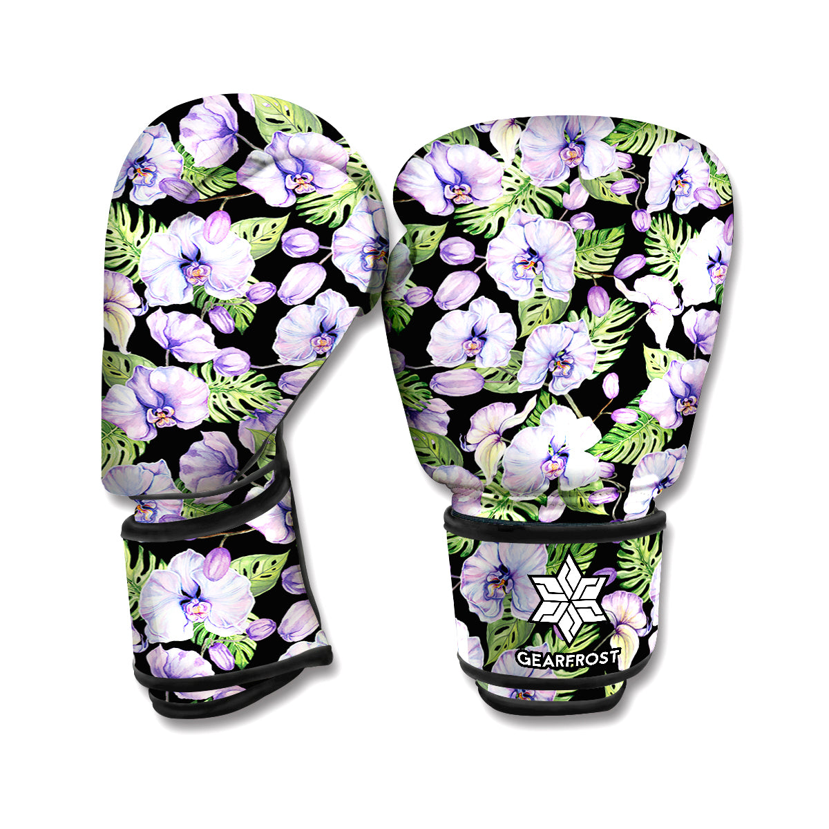 Watercolor Cattleya Pattern Print Boxing Gloves