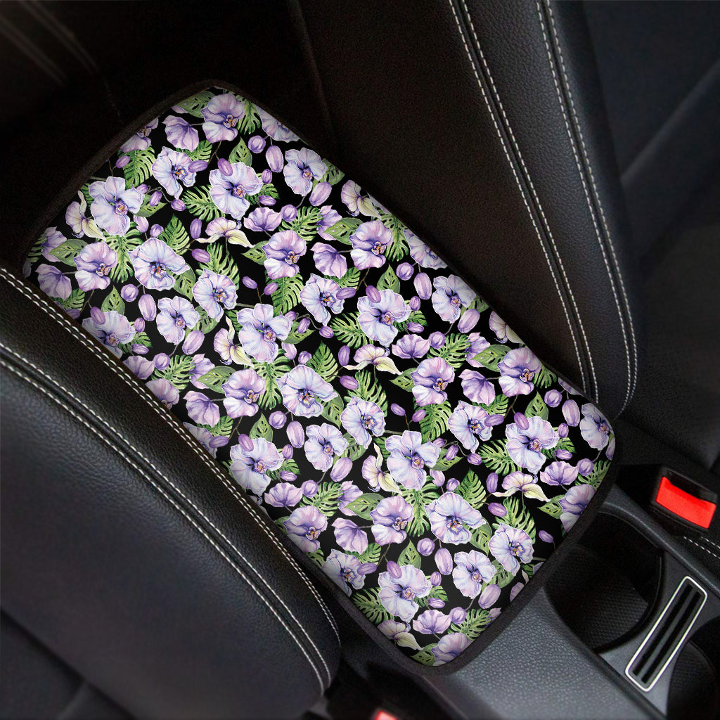 Watercolor Cattleya Pattern Print Car Center Console Cover