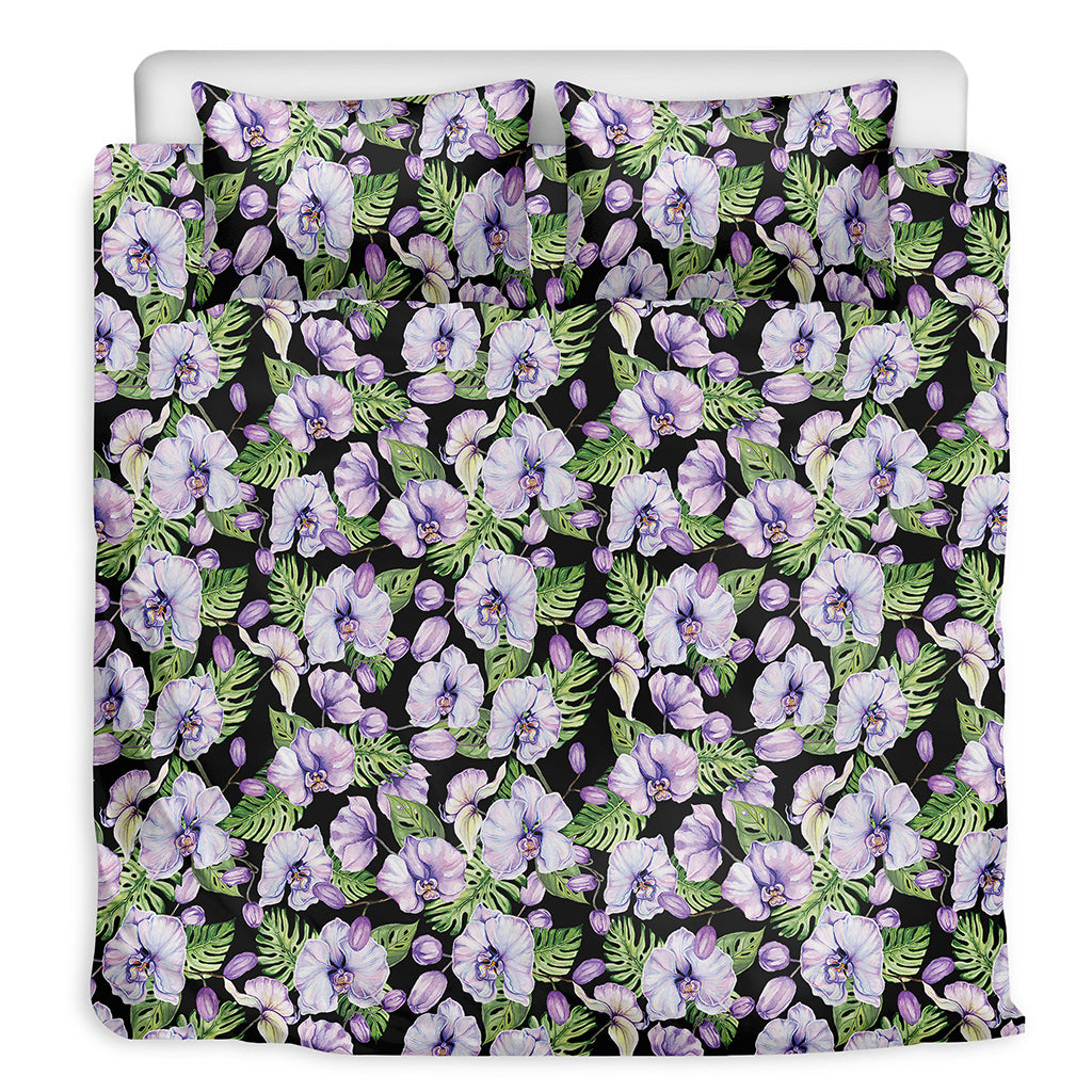 Watercolor Cattleya Pattern Print Duvet Cover Bedding Set