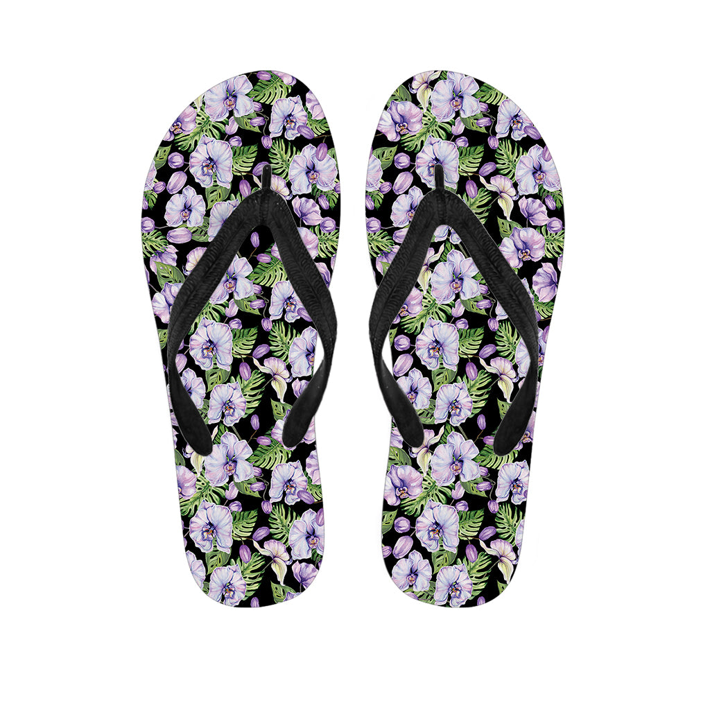 Watercolor Cattleya Pattern Print Flip Flops
