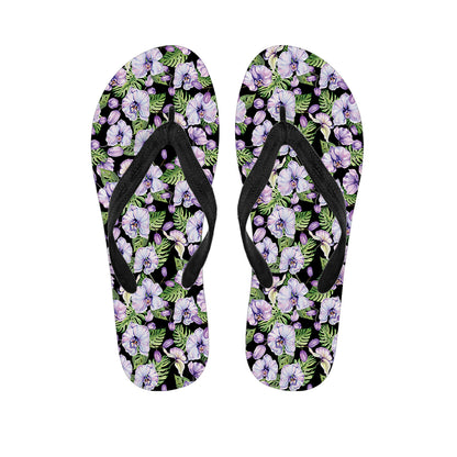 Watercolor Cattleya Pattern Print Flip Flops