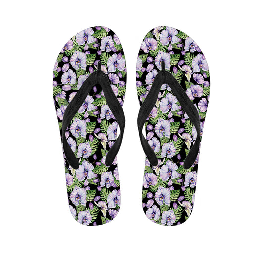 Watercolor Cattleya Pattern Print Flip Flops