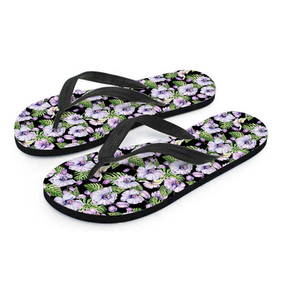 Watercolor Cattleya Pattern Print Flip Flops