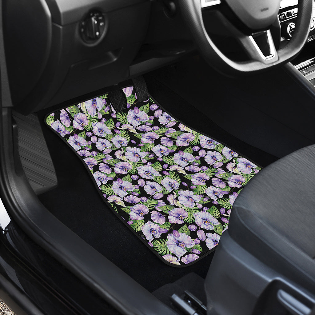 Watercolor Cattleya Pattern Print Front and Back Car Floor Mats