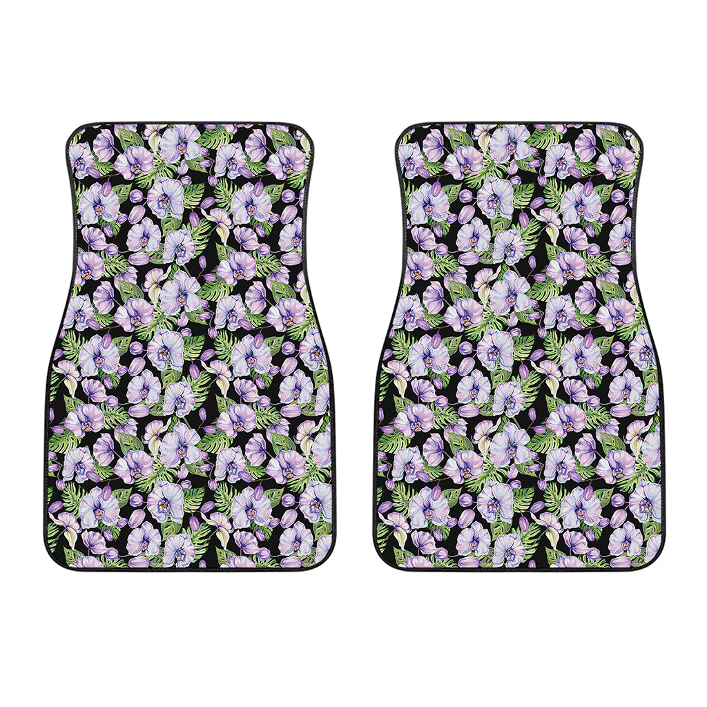Watercolor Cattleya Pattern Print Front Car Floor Mats